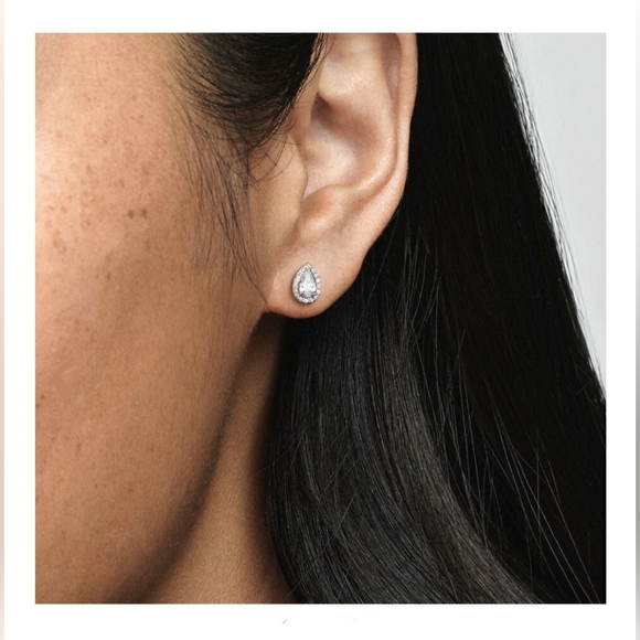 Pandora Sparkling Teardrop Halo Stud Earrings - Picture 3 of 11